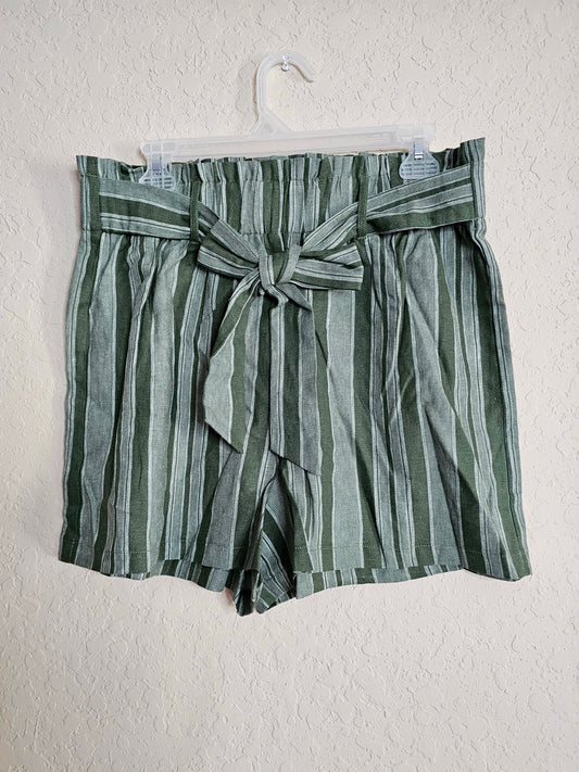 Elastic Paperbag Waist Shorts in Olive