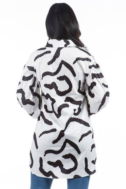 Zebra Button Down Shirt Dress