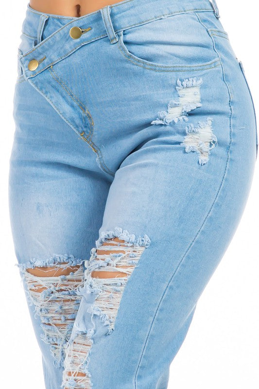 Crooked Zipper Boyfriend Jeans