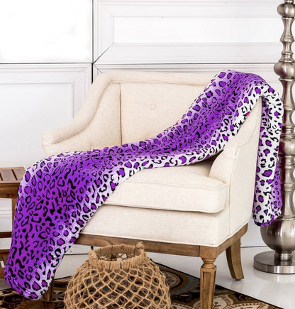 Leopard Purple Warm Cozy Throw Blanket