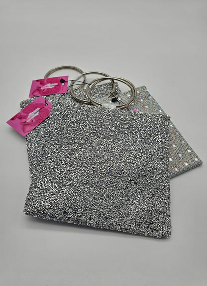 Square Jeweled Ring Wristlet Bag