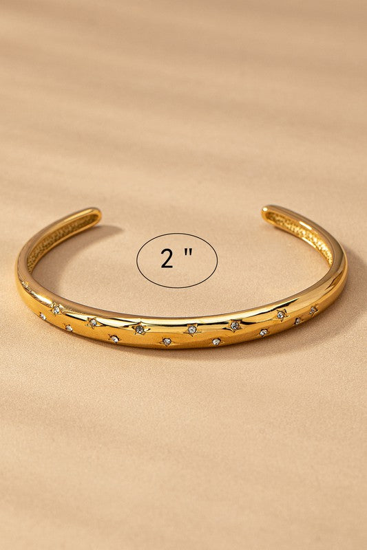 Engraved Star Rhinestone Cuff bracelet