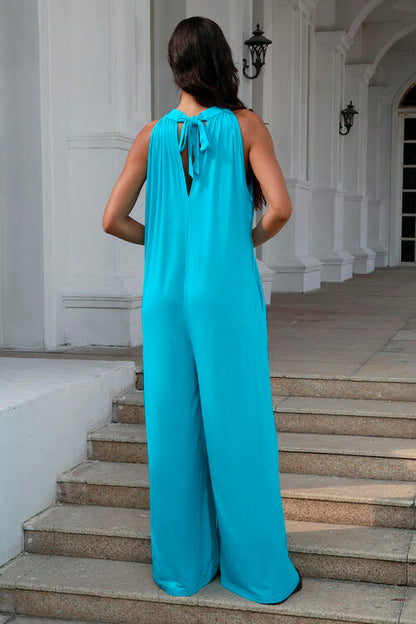 Double Take Tie Back Cutout Sleeveless Jumpsuit
